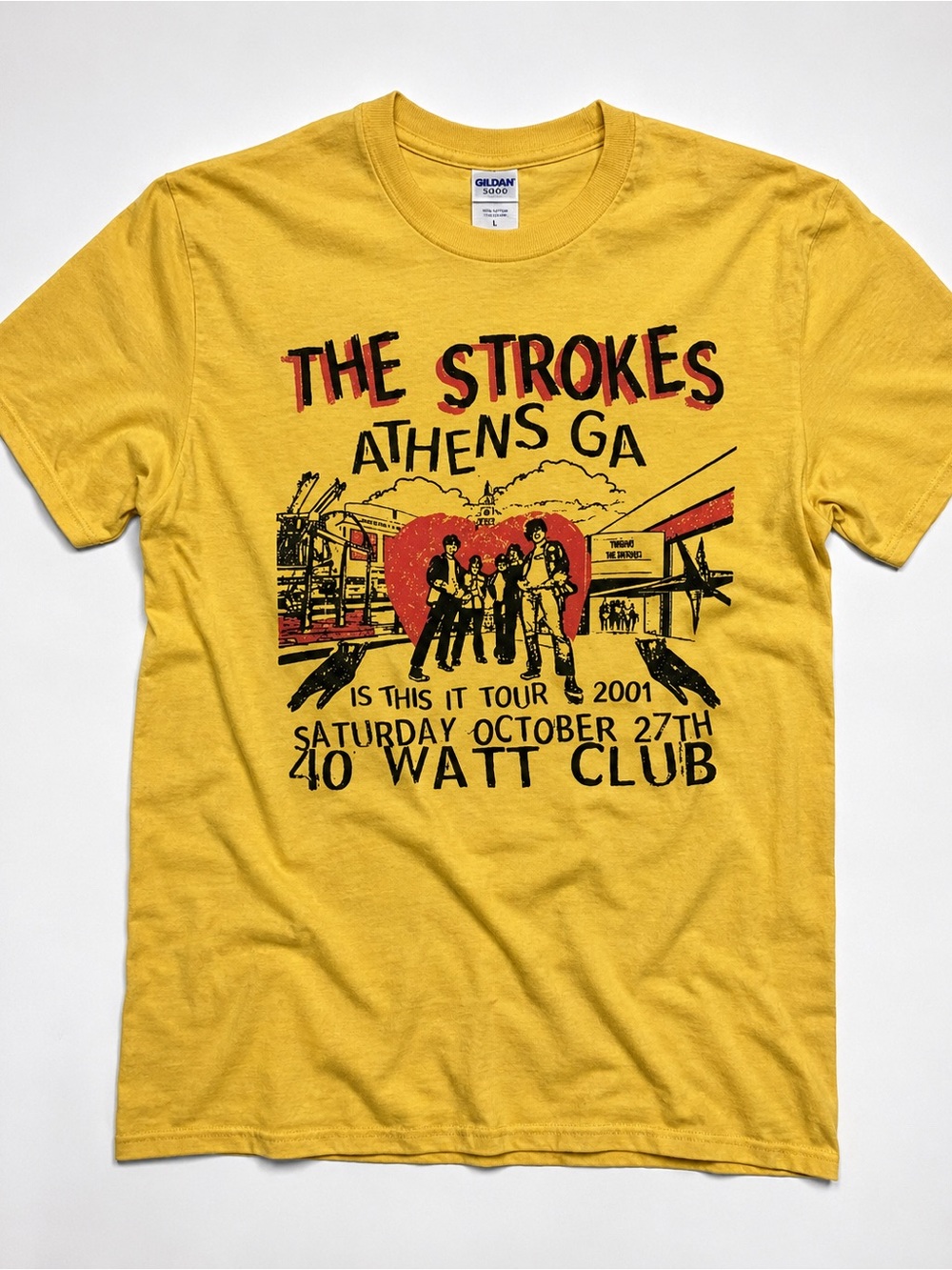 Gildan Yellow The Strokes Athens GA Tour Tee